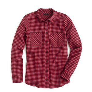 J. Crew Red Black Buffalo Check Plaid Flannel Classic Shirt Top 4 Preppy Western